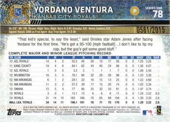 2015 Topps - Gold #78 Yordano Ventura Back