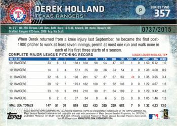2015 Topps - Gold #357 Derek Holland Back