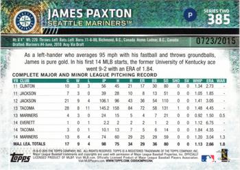 2015 Topps - Gold #385 James Paxton Back