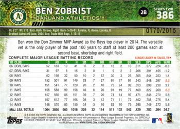 2015 Topps - Gold #386 Ben Zobrist Back
