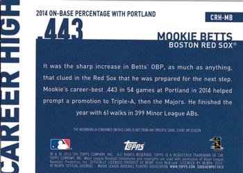 2015 Topps - Career High Relics (Series One) #CRH-MB Mookie Betts Back