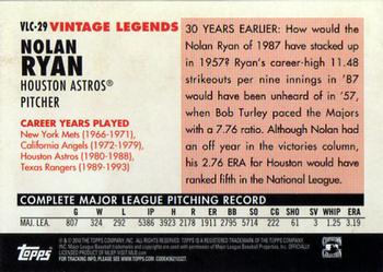 2010 Topps Update - Vintage Legends Collection #VLC-29 Nolan Ryan Back