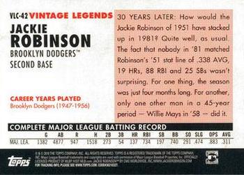 2010 Topps Update - Vintage Legends Collection #VLC-42 Jackie Robinson Back