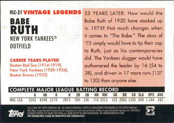2010 Topps Update - Vintage Legends Collection #VLC-31 Babe Ruth Back