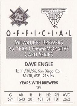 1994 Miller Brewing Milwaukee Brewers #NNO Dave Engle Back
