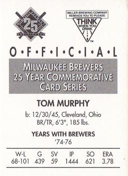 1994 Miller Brewing Milwaukee Brewers #NNO Tom Murphy Back