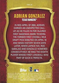 2015 Topps - First Home Run Gold (Series One) #FHR-20 Adrian Gonzalez Back