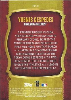2015 Topps - First Home Run Gold (Series One) #FHR-31 Yoenis Cespedes Back