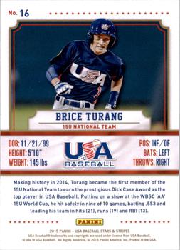 2015 Panini USA Baseball Stars & Stripes #16 Brice Turang Back