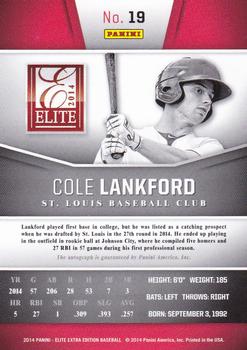 2014 Panini Elite Extra Edition - Franchise Futures Signatures #19 Cole Lankford Back
