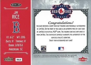 2006 Fleer Greats of the Game - Red Sox Greats Autograph Memorabilia #BOS-JR Jim Rice Back
