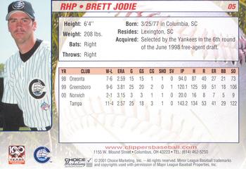 2001 Choice Columbus Clippers #05 Brett Jodie Back