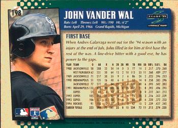 1995 Score - Gold Rush #198 John Vander Wal Back