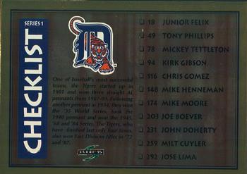 1995 Score - Gold Rush #322 Checklist: Tigers / Astros Front