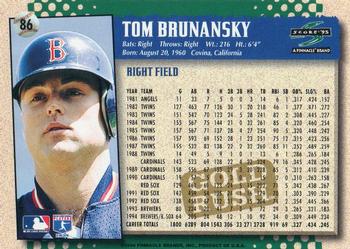 1995 Score - Gold Rush #86 Tom Brunansky Back
