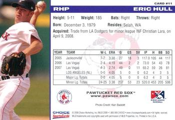 2008 Choice Pawtucket Red Sox #11 Eric Hull Back