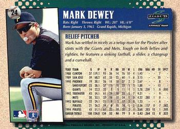 1995 Score - Platinum Team Sets #24 Mark Dewey Back