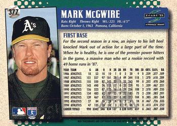 1995 Score - Platinum Team Sets #377 Mark McGwire Back