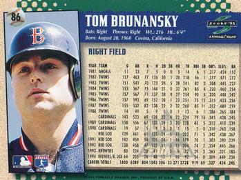 1995 Score - Platinum Team Sets #86 Tom Brunansky Back
