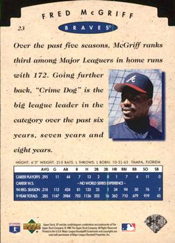 1995 SP Championship - Die Cuts #23 Fred McGriff Back