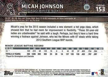 2015 Topps Chrome #153 Micah Johnson Back