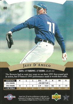 1995 SP Top Prospects #80 Jeff D'Amico  Back
