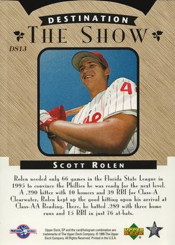 1995 SP Top Prospects - Destination: The Show #DS13 Scott Rolen Back