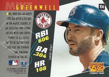 1995 Sportflix - Artist's Proofs #106 Mike Greenwell Back
