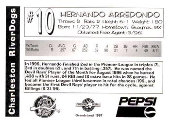 1997 Grandstand Charleston RiverDogs #NNO Hernando Arredondo Back