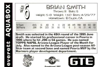 1997 Grandstand Everett AquaSox #NNO Brian Smith Back