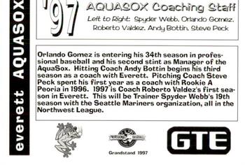 1997 Grandstand Everett AquaSox #NNO Spyder Webb / Orlando Gomez / Roberto Valdez / Andy Bottin / Steve Peck Back