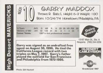 1997 Grandstand High Desert Mavericks #NNO Garry Maddox Jr. Back