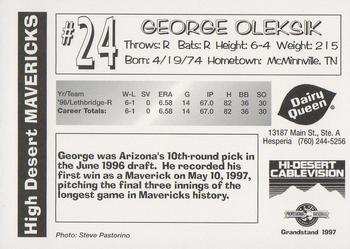 1997 Grandstand High Desert Mavericks #NNO George Oleksik Back