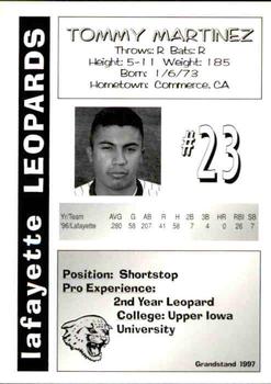 1997 Grandstand Lafayette Leopards #23 Tommy Martinez Back