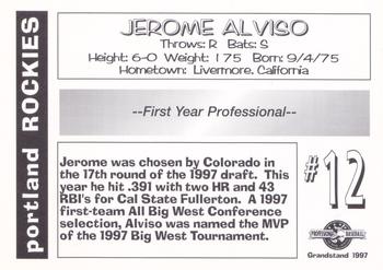 1997 Grandstand Portland Rockies #NNO Jerome Alviso Back
