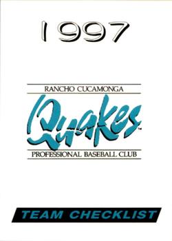 1997 Grandstand Rancho Cucamonga Quakes #NNO Checklist Front