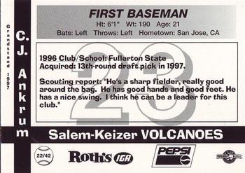 1997 Grandstand Salem-Keizer Volcanoes #22 C.J. Ankrum Back