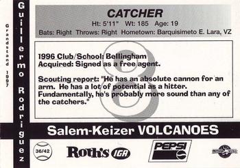 1997 Grandstand Salem-Keizer Volcanoes #36 Guillermo Rodriguez Back