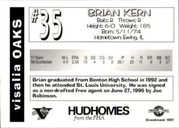 1997 Grandstand Visalia Oaks #NNO Brian Kern Back