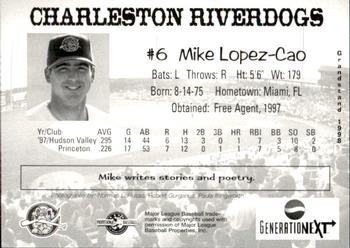 1998 Grandstand Charleston RiverDogs #NNO Mike Lopez-Cao Back