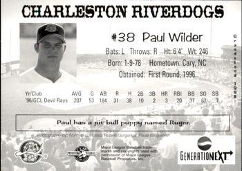 1998 Grandstand Charleston RiverDogs #NNO Paul Wilder Back