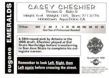 1998 Grandstand Eugene Emeralds #NNO Casey Cheshier Back