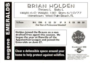 1998 Grandstand Eugene Emeralds #NNO Brian Holden Back