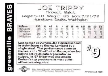 1998 Grandstand Greenville Braves #NNO Joe Trippy Back