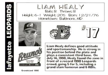 1998 Grandstand Lafayette Leopards #NNO Liam Healy Back