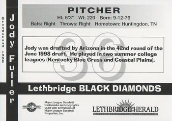 1998 Grandstand Lethbridge Black Diamonds #NNO Jody Fuller Back