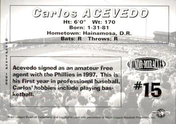 1998 Grandstand Martinsville Phillies #NNO Carlos Acevedo Back