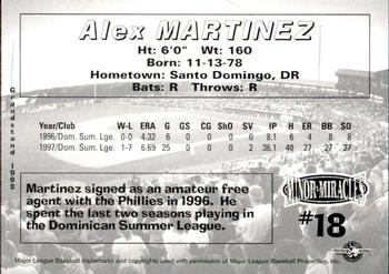 1998 Grandstand Martinsville Phillies #NNO Alex Martinez Back