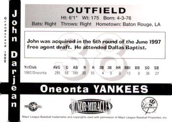 1998 Grandstand Oneonta Yankees #NNO John Darjean Back