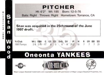 1998 Grandstand Oneonta Yankees #NNO Stan Wood Back
